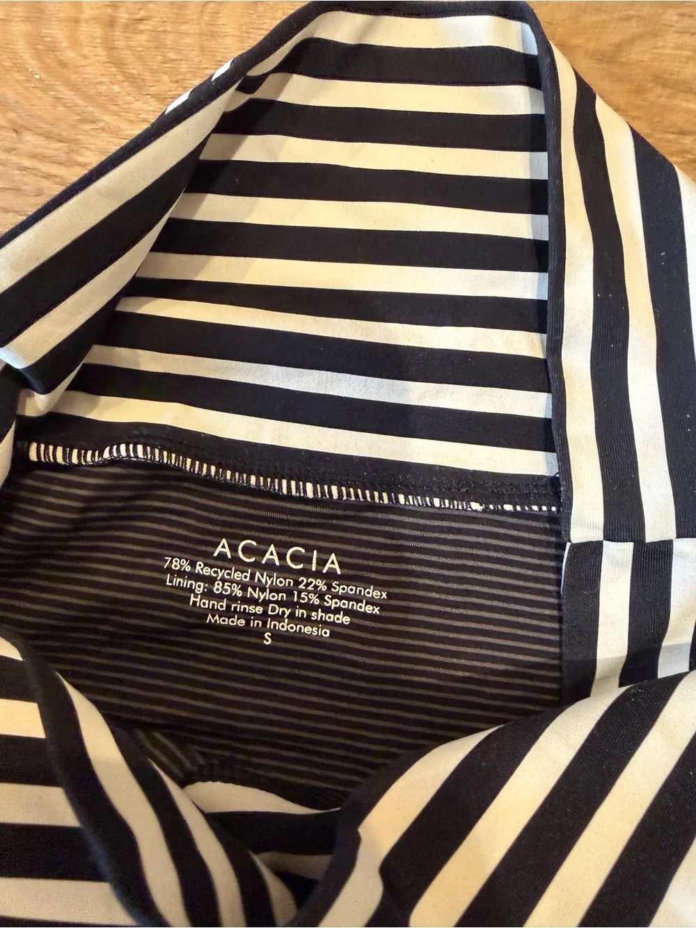 acacia swimwear Black & White Striped Bandeau Bikini Set